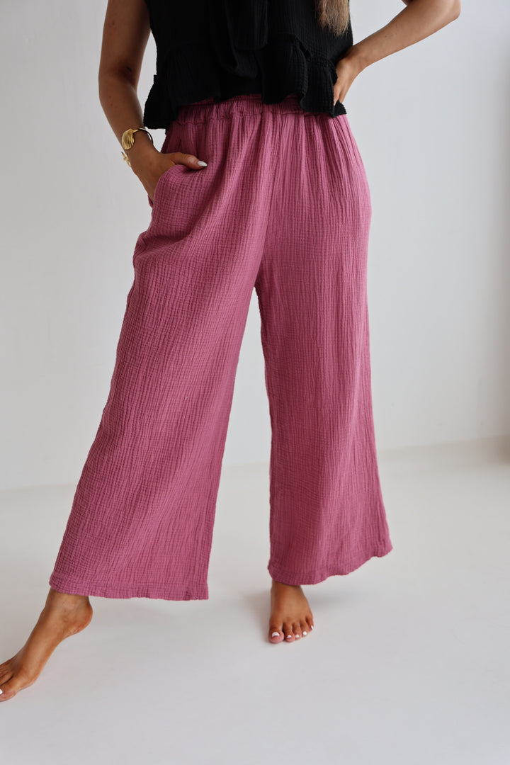 3/4 Musselinhose Casual Fit