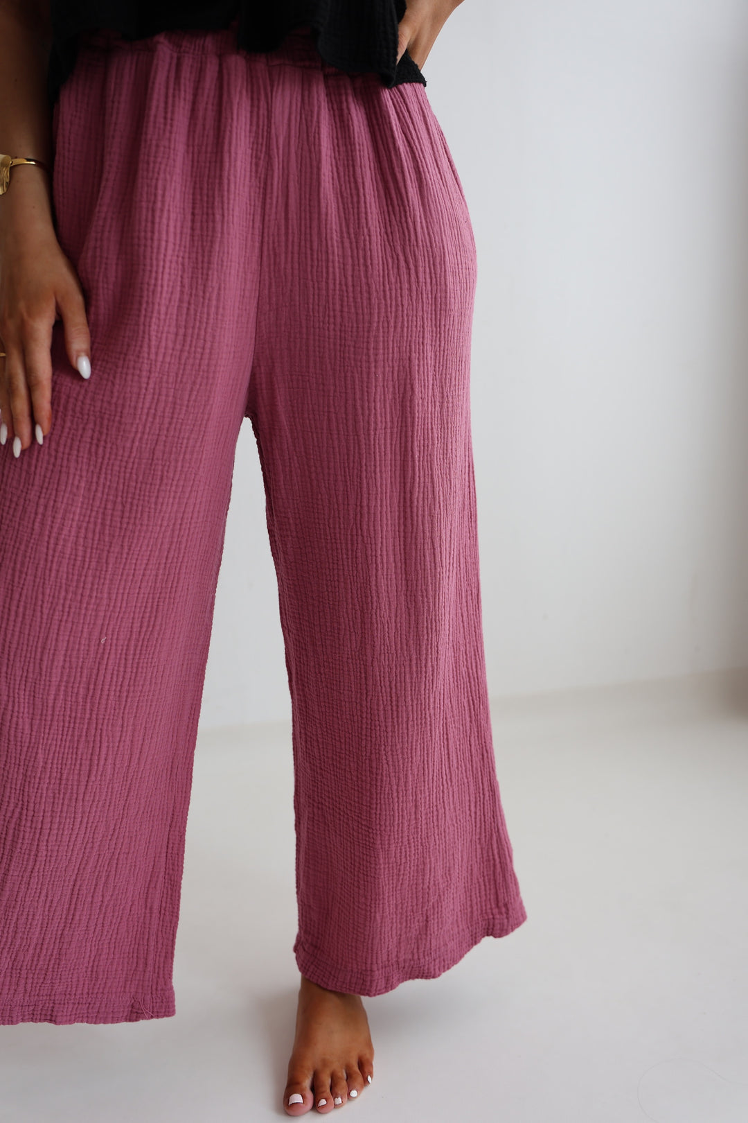 3/4 Musselinhose Casual Fit