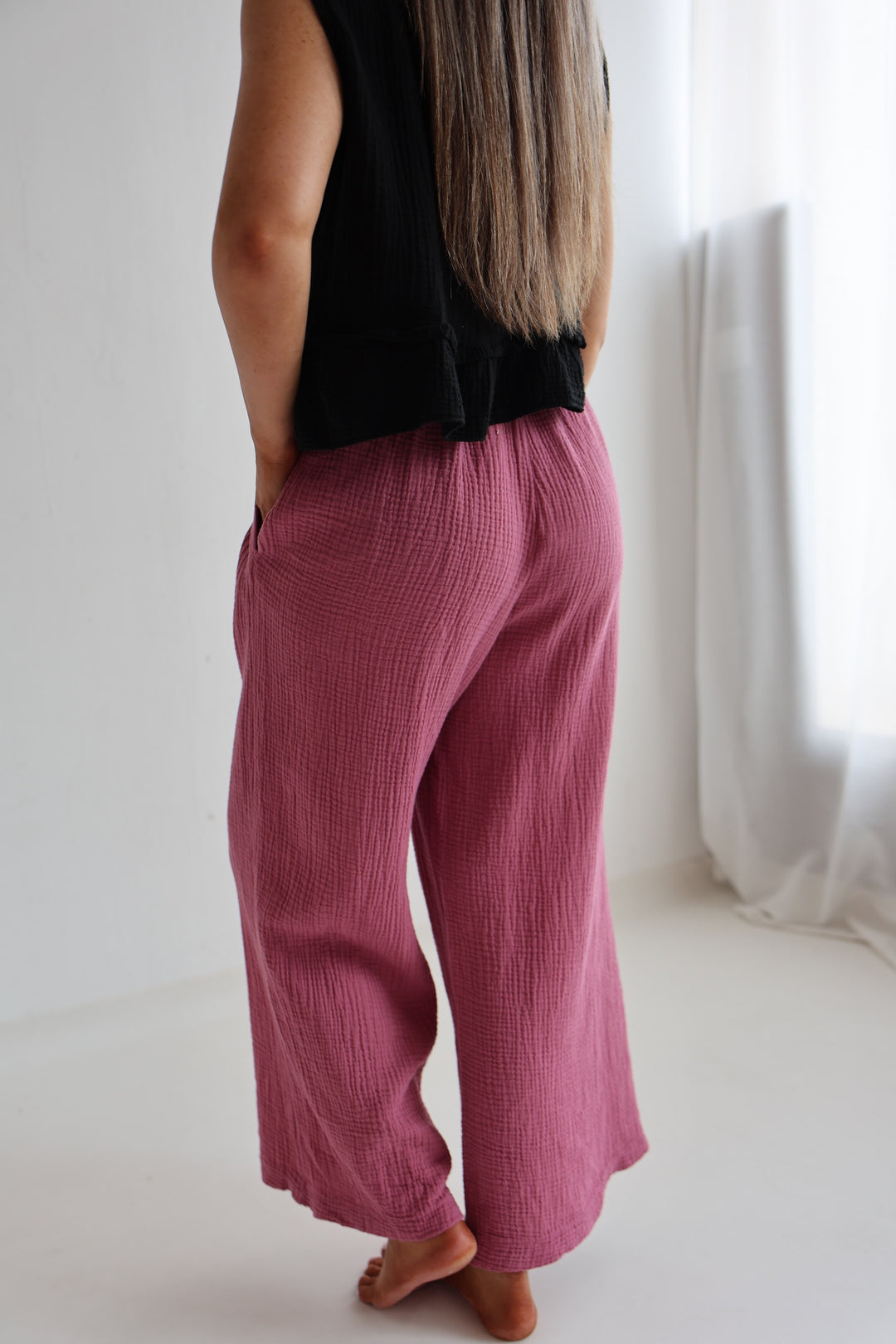 3/4 Musselinhose Casual Fit