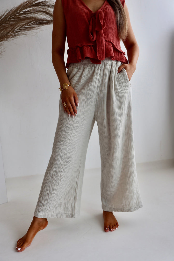 3/4 Musselinhose Casual Fit