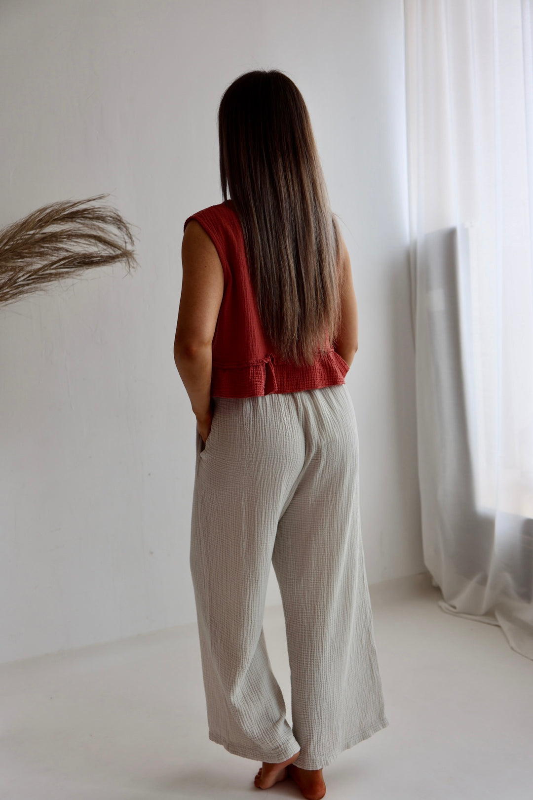 3/4 Musselinhose Casual Fit