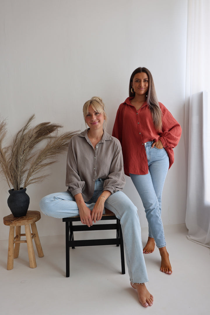 Kurzes Blusenhemd aus Musselin (einfarbig)