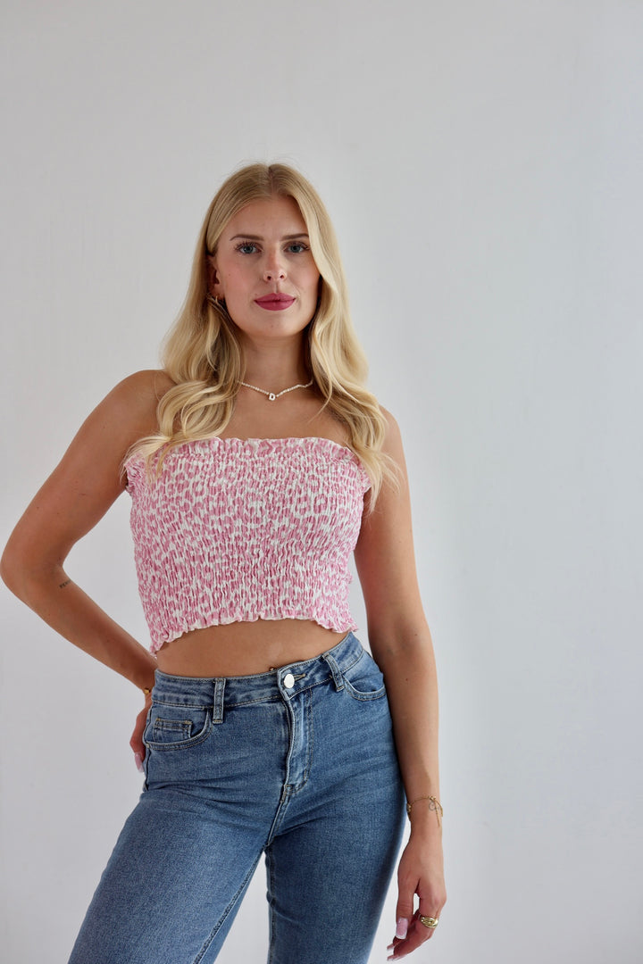 Croptop aus Musselin mit Leoprint Malu