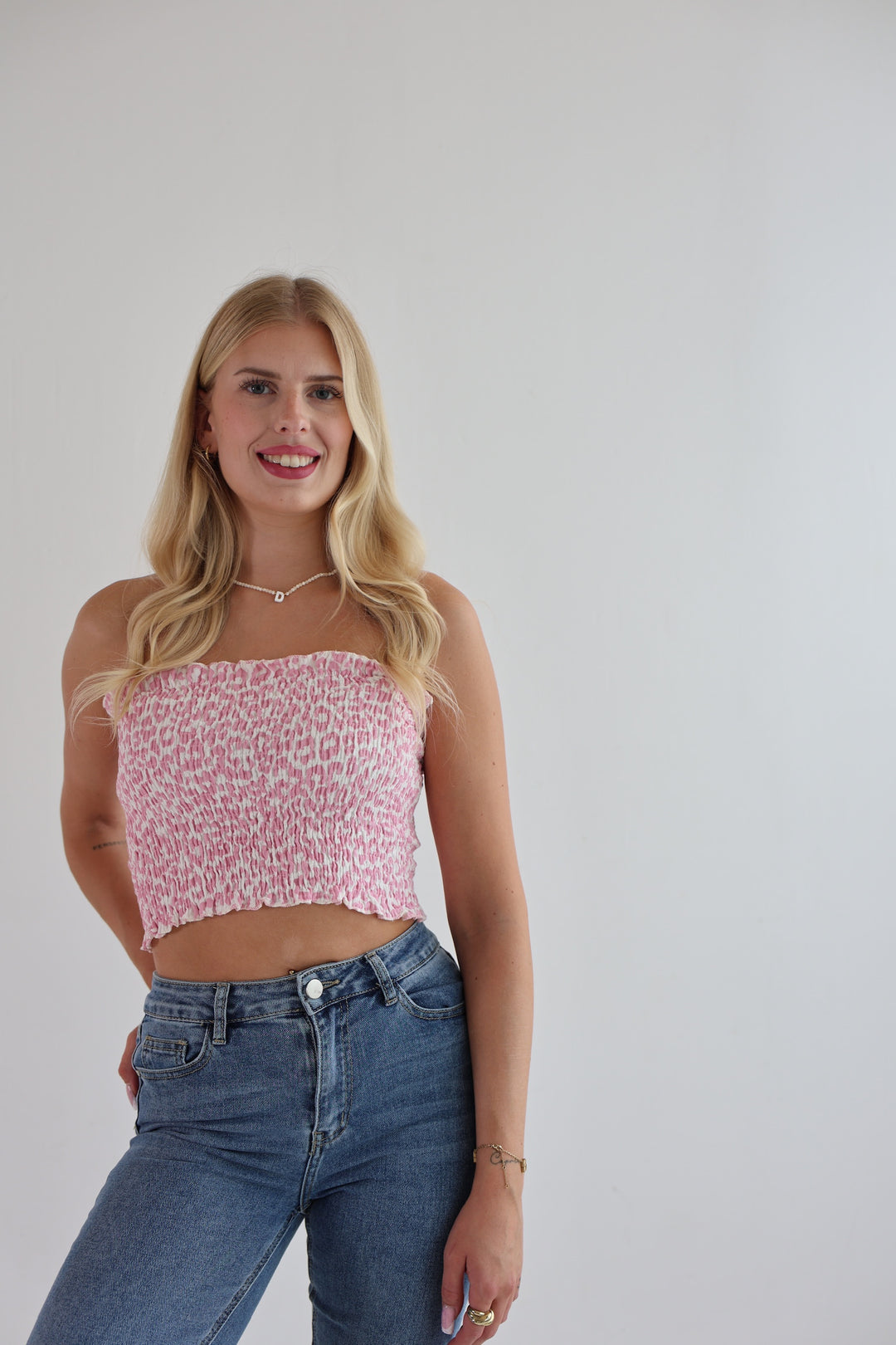 Croptop aus Musselin mit Leoprint Malu