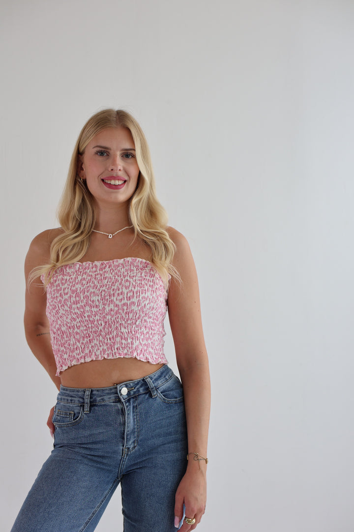 Croptop aus Musselin mit Leoprint Malu