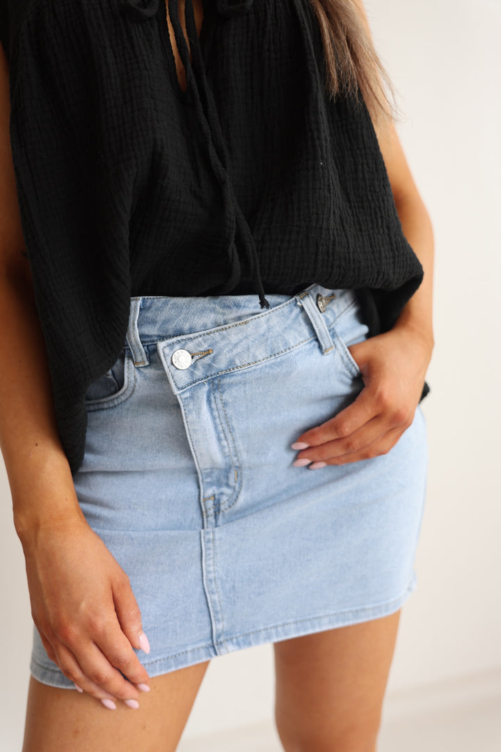 Jeansrock mit asymmetrischem Saum (9072-1)