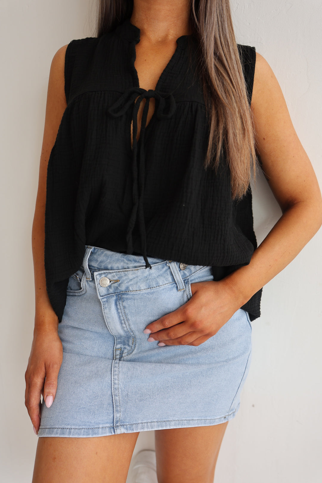 Jeansrock mit asymmetrischem Saum (9072-1)