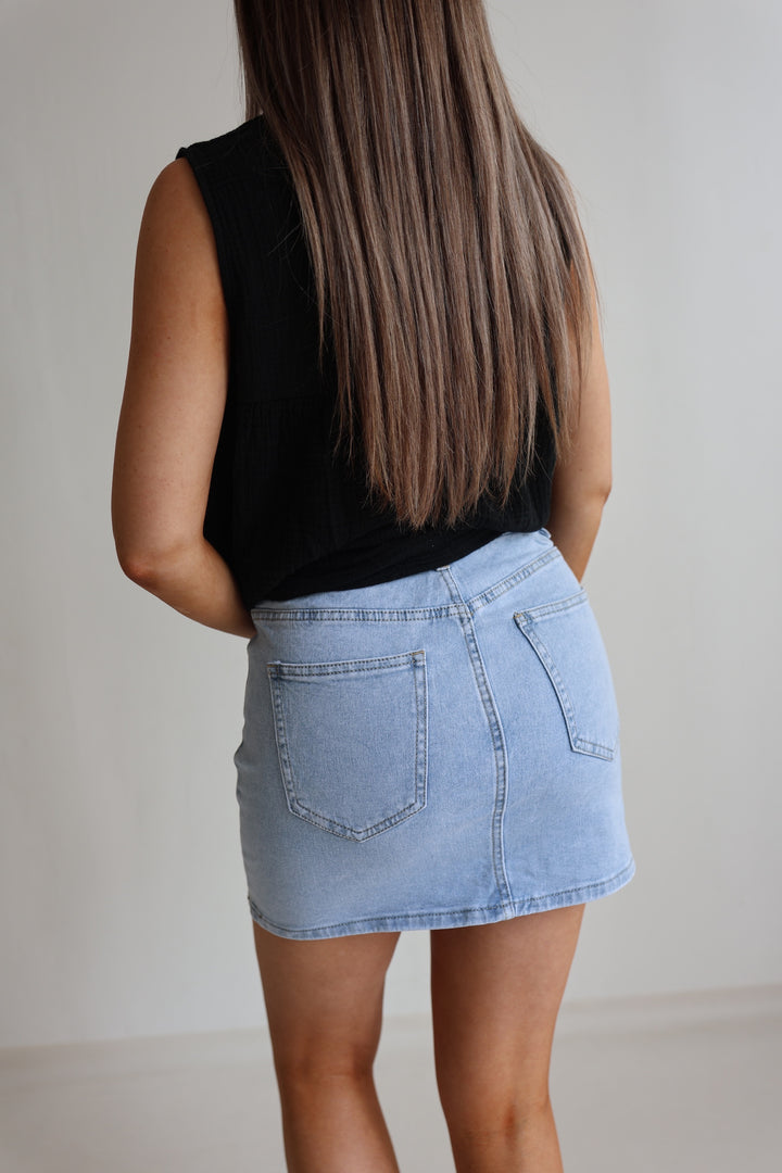 Jeansrock mit asymmetrischem Saum (9072-1)