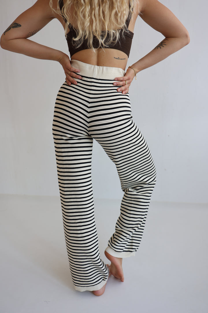 Gestreifte Hose mit Lochstrickmuster Cool Fit