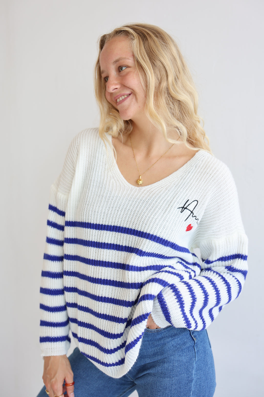 Gestreifter Strickpullover Amour