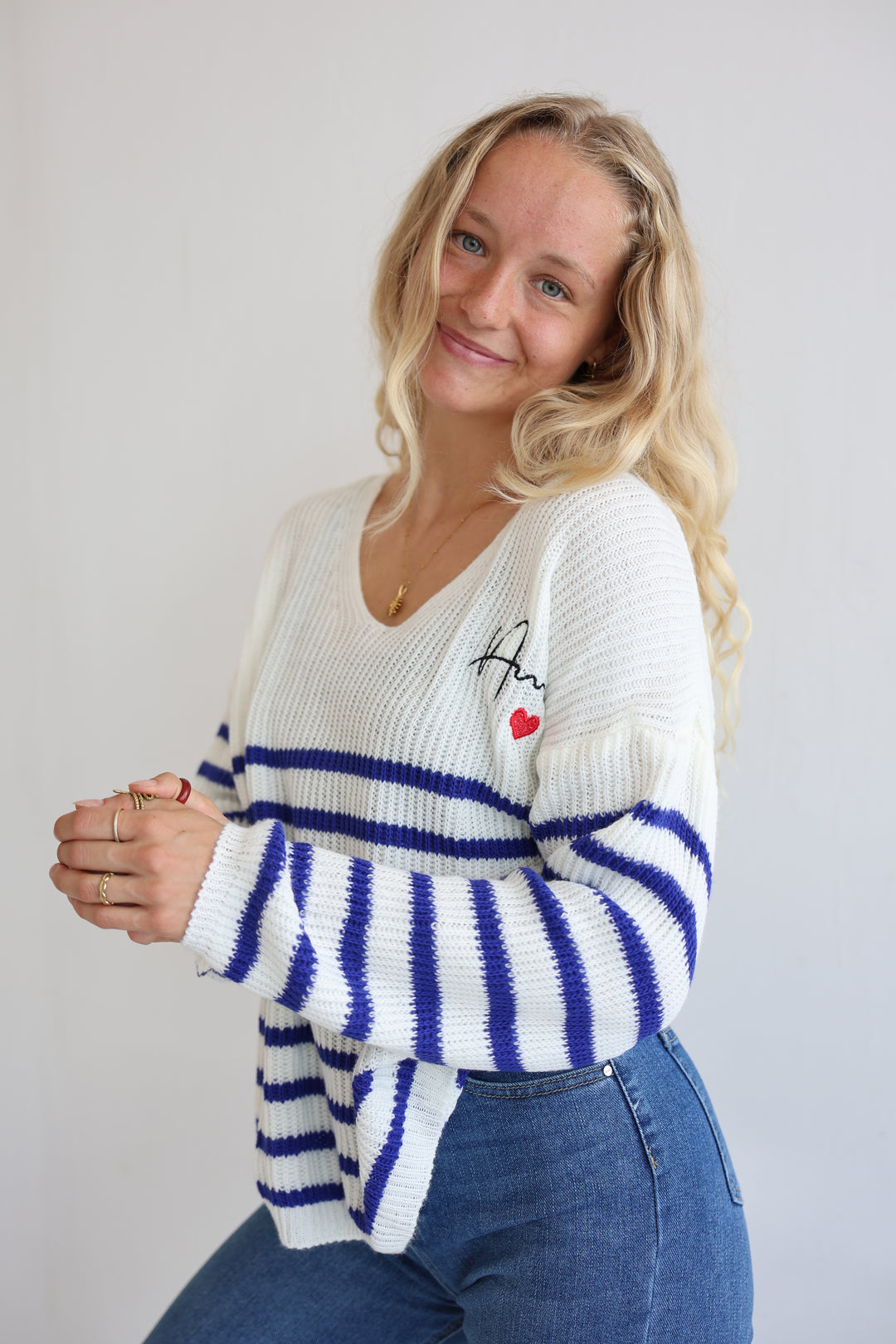 Gestreifter Strickpullover Amour