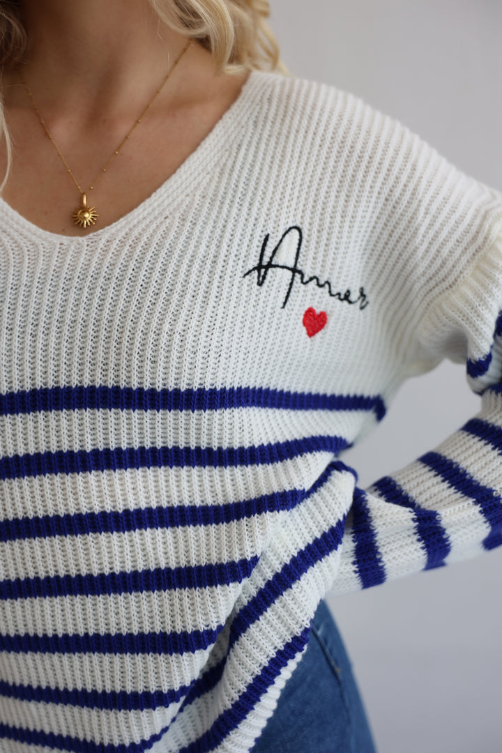 Gestreifter Strickpullover Amour