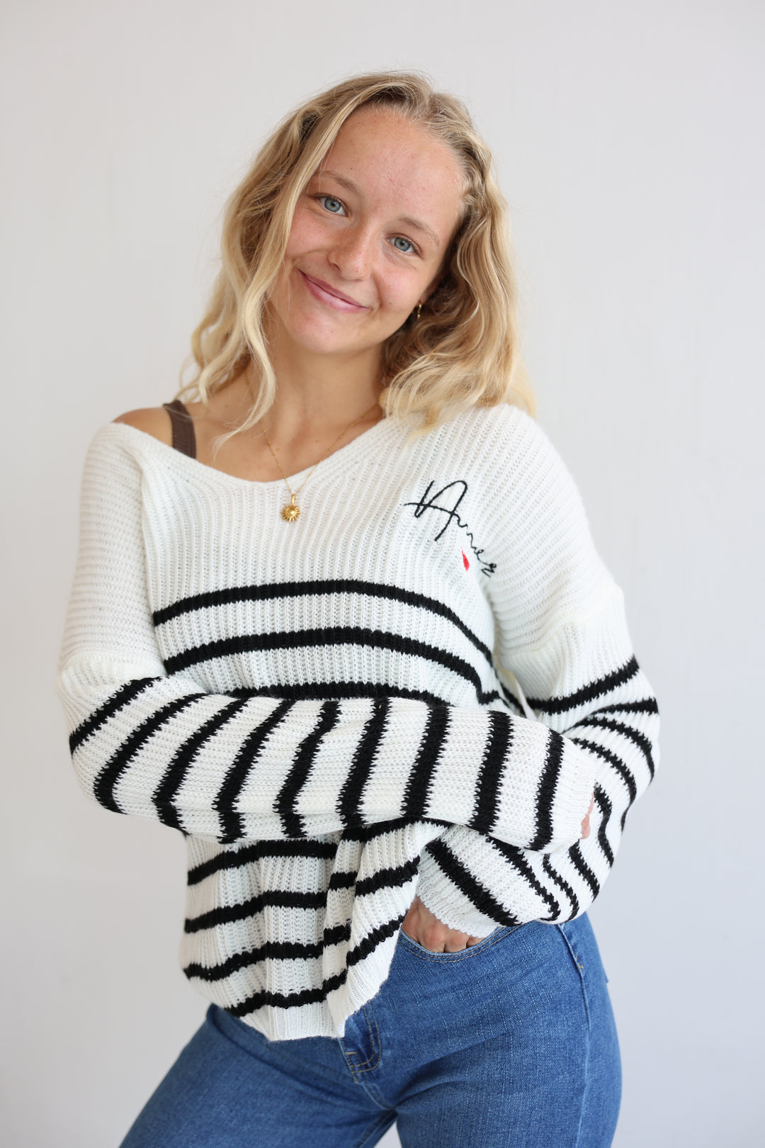 Gestreifter Strickpullover Amour