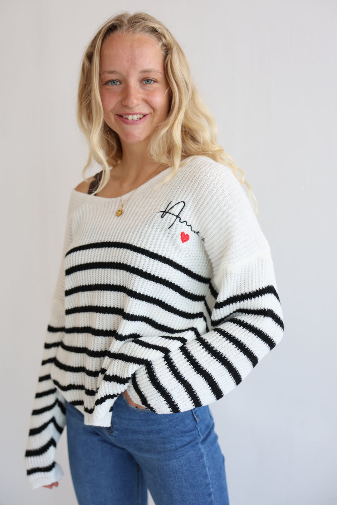 Gestreifter Strickpullover Amour