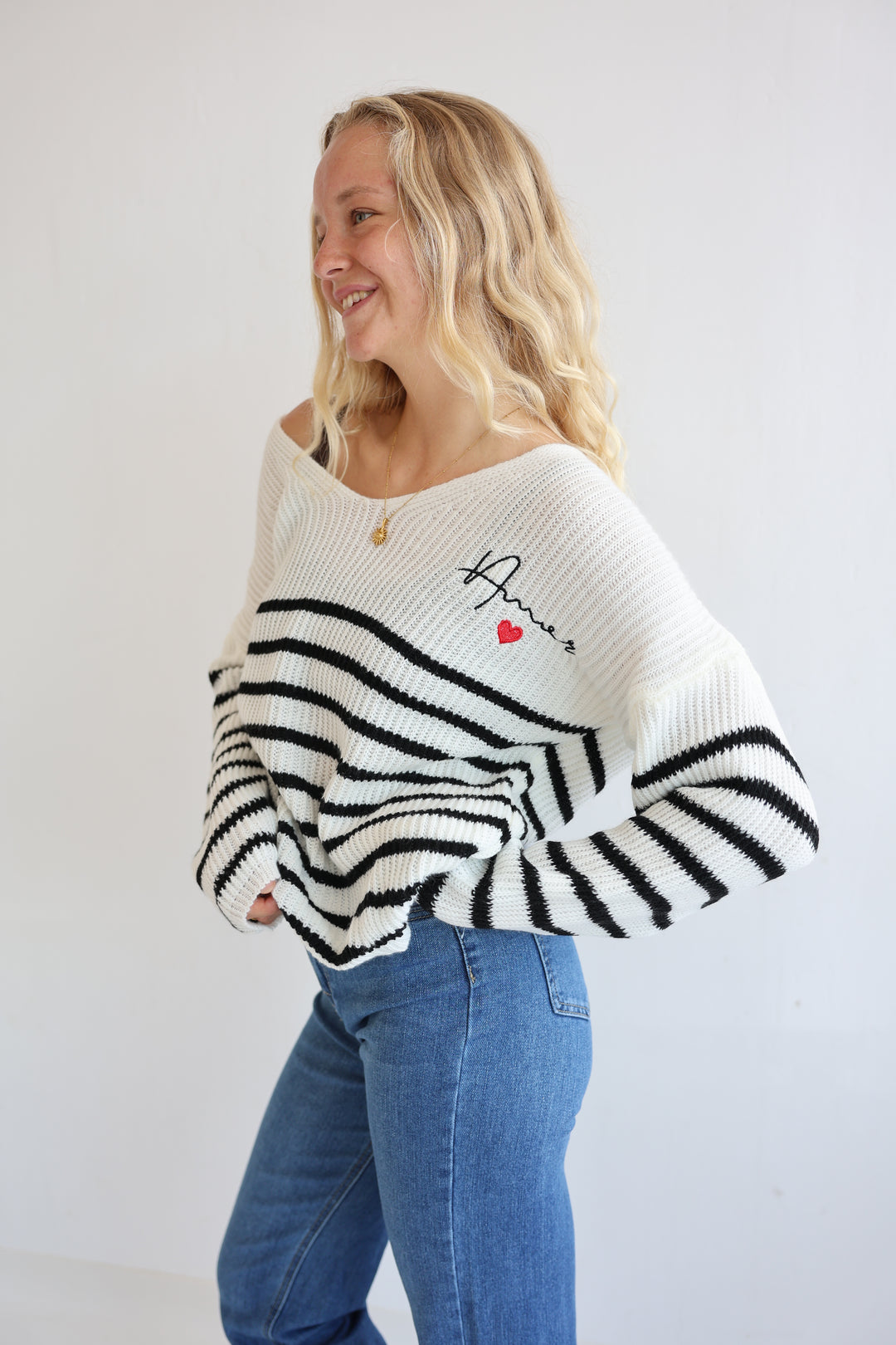 Gestreifter Strickpullover Amour