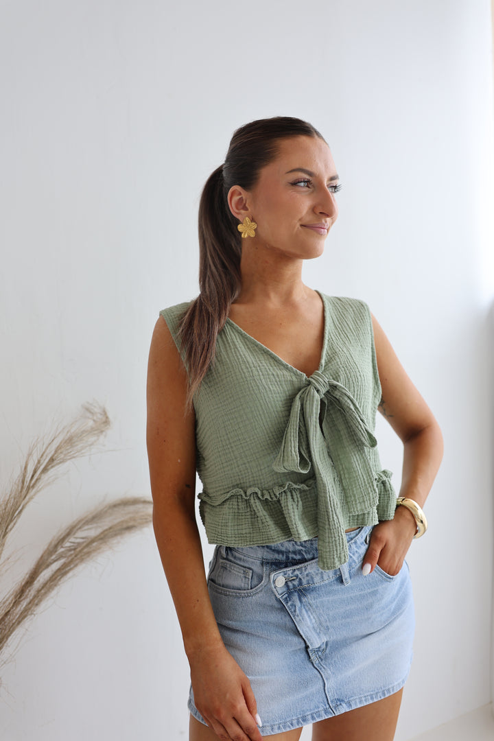 Asymmetrischer Mini-Jeanshosenrock Tara