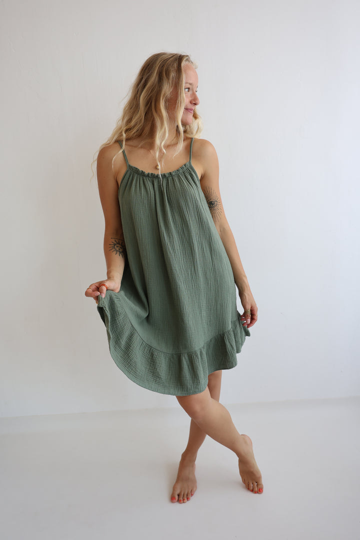 Musselinkleid mit Mini-Volant Hailey