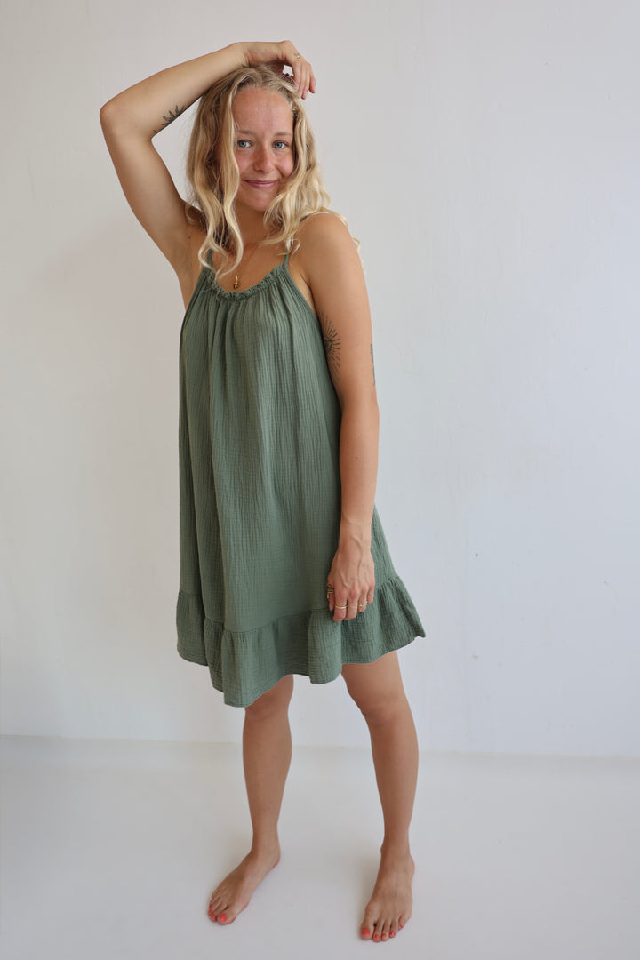 Musselinkleid mit Mini-Volant Hailey