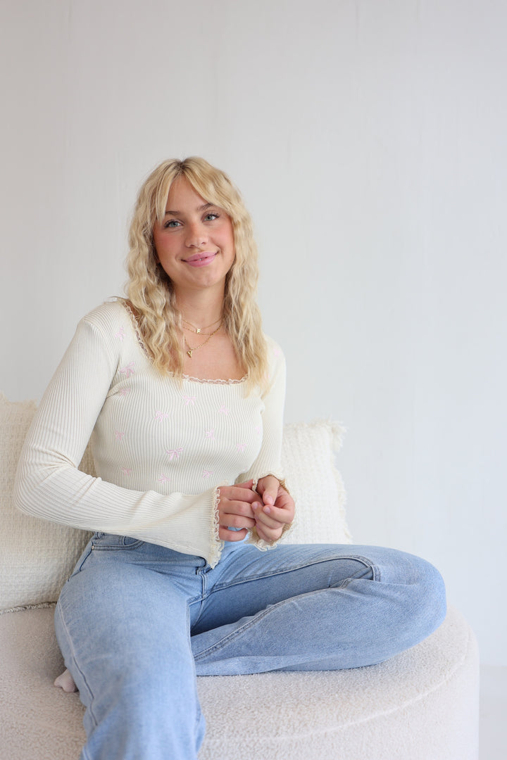 Geripptes Longsleeve Pretty Bows