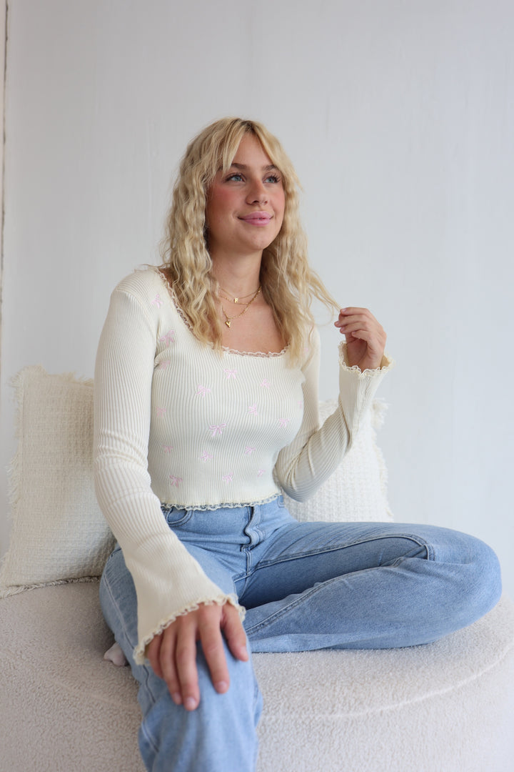 Geripptes Longsleeve Pretty Bows