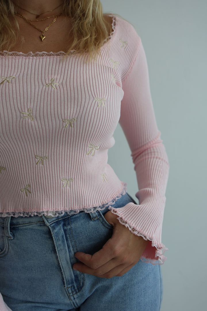 Geripptes Longsleeve Pretty Bows