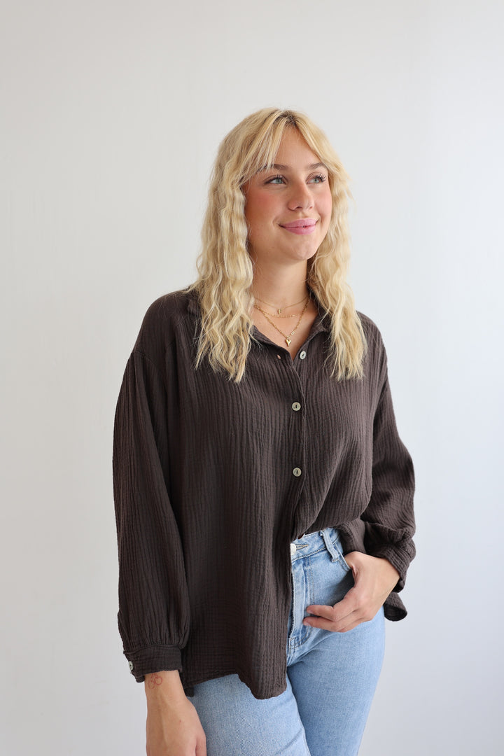 Kurzes Blusenhemd aus Musselin (einfarbig)