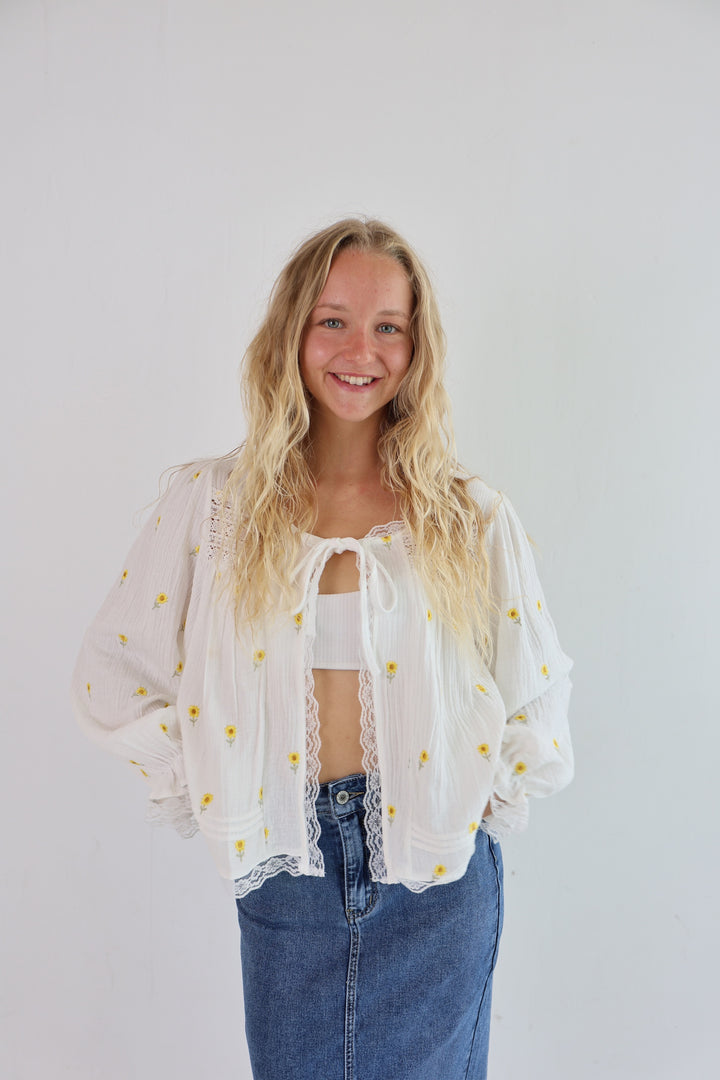 Musselin Cardigan Sunflowers