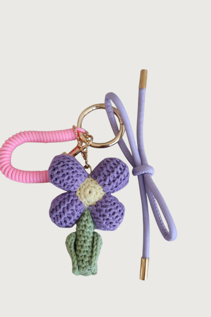 Bag Charm Purple Flower